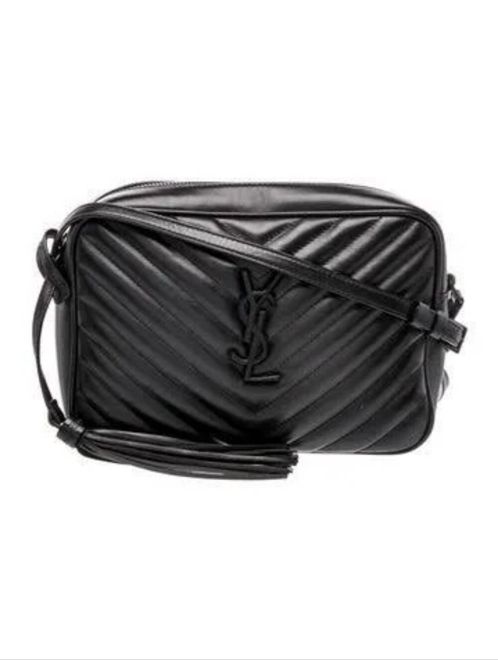 YSL Chevron Monogram  Calfskin Leather Camera Bag